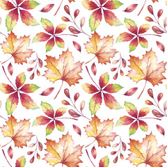 Fall leaves seamless pattern