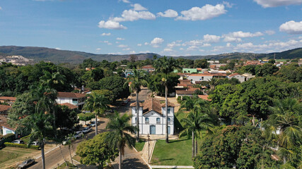 Fototapeta na wymiar Panoramic view of the historic district of Pirenopolis city in the heart of Goias, Brazil 