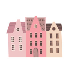 Group of cute house hand drawn illustration. Cozy home. Paper cut style. Flat design.