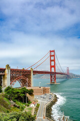 The Golden Gate Bridge in San Francisco, California is an iconic landmark and tourist attraction.