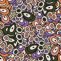 Fototapeta premium Cute abstract doodle artistic sketch seamless pattern. Background with crazy messy doodle art with different shapes, curls