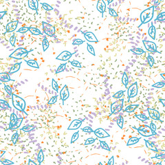 Fototapeta na wymiar Abstract colorful fantasy messy doodle flower seamless pattern. Creative floral background. Ditsy floret texture.