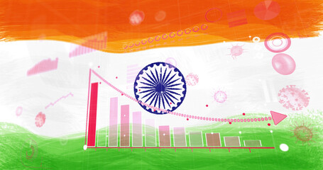 Composition of covid 19 cells and statistics over indian flag