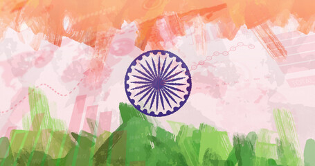 Composition of covid 19 statistics over indian flag