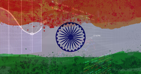 Composition of covid statistics recording over indian flag