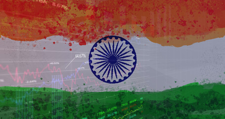 Composition of covid statistics recording over indian flag