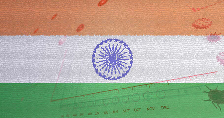 Composition of covid 19 cells and statistics over indian flag