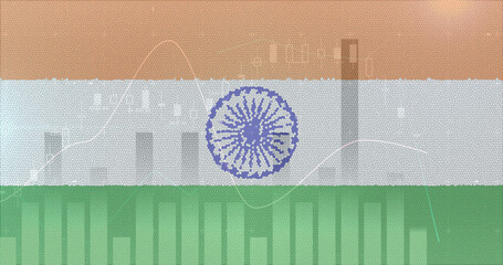Composition of covid 19 statistics over indian flag