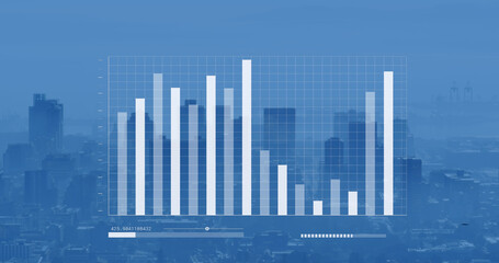 Fototapeta premium Image of digital data processing over cityscape