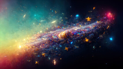 space landscape of the universe and galaxies surrounded by stars
