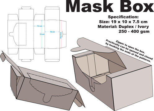 Simple mask box but looks cute. Comes with a zipper to open the box. Practically can be opened and closed by hooking the ends of the pattern.