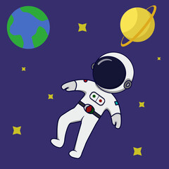 Illustration of astronot, design for Children book, shirt vector illustration design.