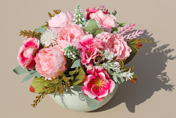 Artificial flowers in a pot