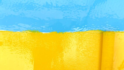 Paint the flag of Ukraine. Apply blue and yellow paint with a paint roller. A symbol of willpower.