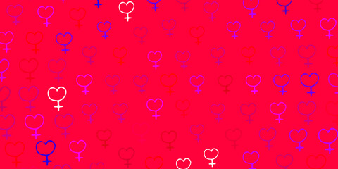 Light Pink, Red vector texture with women rights symbols.