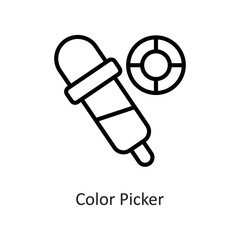 Color Picker Outline Vector Icon Design illustration on White background. EPS 10 File
