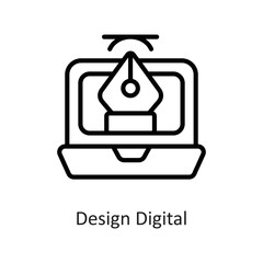 Design Digital Outline Vector Icon Design illustration on White background. EPS 10 File