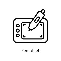 Pen tablet Outline Vector Icon Design illustration on White background. EPS 10 File