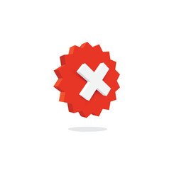 Obraz premium Decline or cancel red button. UI design. Vector illustration.