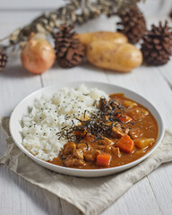 homemade pork curry japanese style with rice