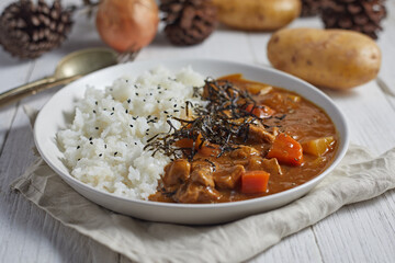 homemade pork curry japanese style with rice