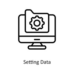 Setting Data Outline Vector Icon Design illustration on White background. EPS 10 File 