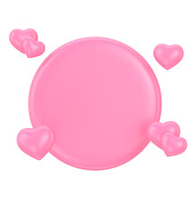 Pink circle base with pink hearts isolated