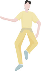 young man dancing at a disco.  Happy cheerful and carefree character. time to relax. Dance moves, activity, entertainment.