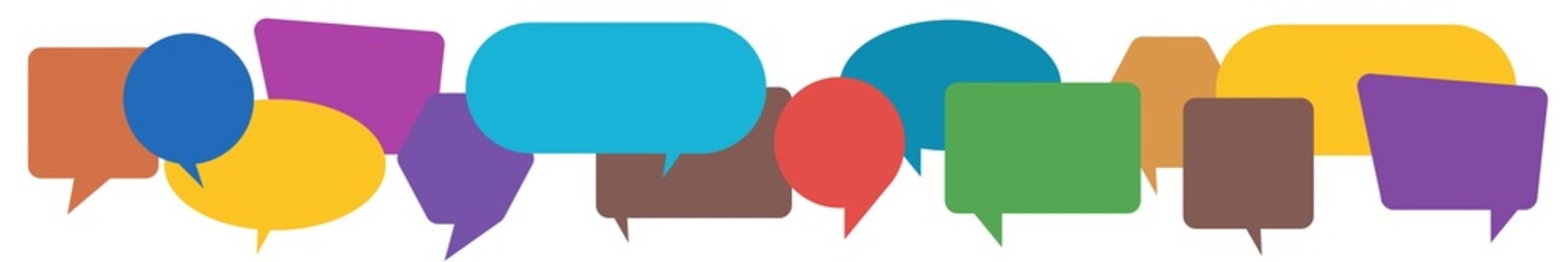 Fototapeta premium Colorful multicolored dialog speech bubbles. illustration of communication concept on white isolated background.