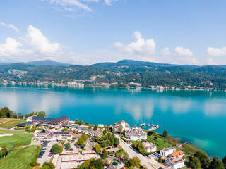 Wörthersee seen from the town of Dellach in South Austria