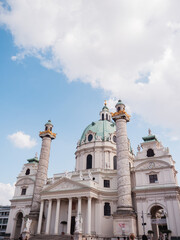 Karlskirche in Vienna, Austria on a sunny afternoon