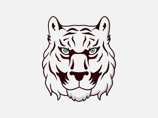 Tiger head logo on white isolated background.  clipart illustration.