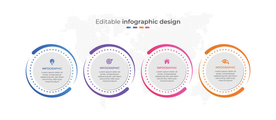 	
Gradient four step circular business infographic element