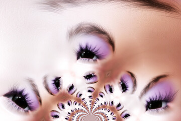 Artistic 3D illustration of a female eye - 529216581