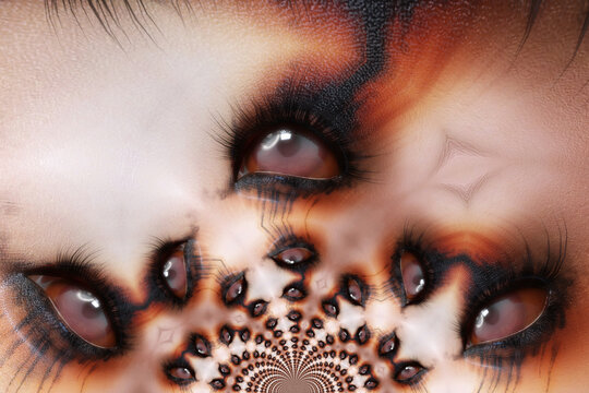 Artistic 3D illustration of a female eye