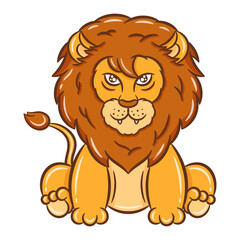 printable cute lion drawing object flash card
