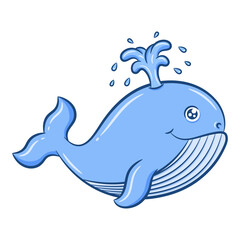 printable cute whale drawing object flash card
