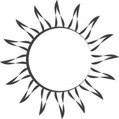 Tribal flaming sun stencil Outline illustration