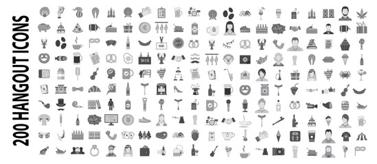 Fototapeta na wymiar 200 hangout firm icons set in flat style for any design vector illustration