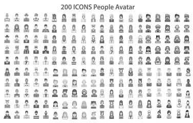 Fototapeta na wymiar 200 People avatar icons