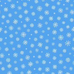 Snowflakes seamless pattern minimal design. Simple winter repeat design with snow. Hand drawn snowflake shape. Christmas pattern for wrapping paper, home textile print, web background. 
