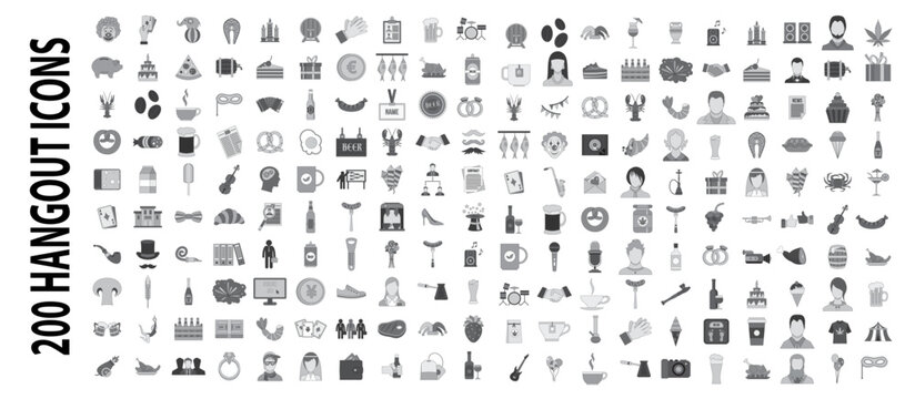 200 hangout firm icons set in flat style for any design vector illustration