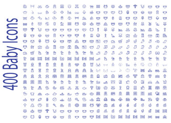 Fototapeta na wymiar 400 baby icons set. Outline illustration of 100 baby icons vector set isolated on white background