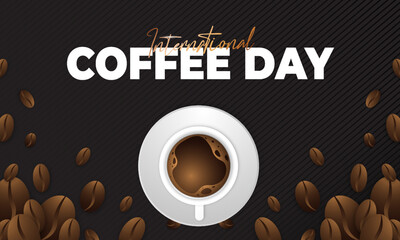 Modern and premium international coffee day greeting design