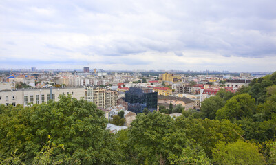 Fototapeta na wymiar Kyiv cityscape panorama from Podil, Ukraine 