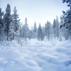winter forest background square frame