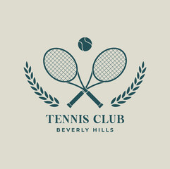tennis racket and ball logo - obrazy, fototapety, plakaty