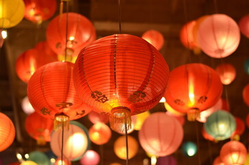 Fototapeta na wymiar Chinese lanterns,Chinese new year lanterns in chinatown,The Moon Festival,Mid-Autumn Festival