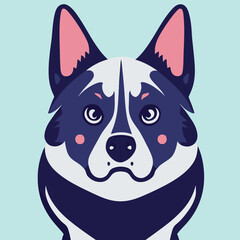 Fototapeta premium Cute happy husky dog illustration. Flat vector logo.