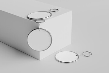 Circular metal keychain mockup